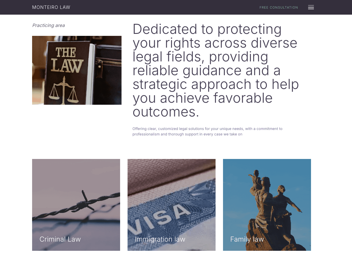 Monteiro Law Firm website